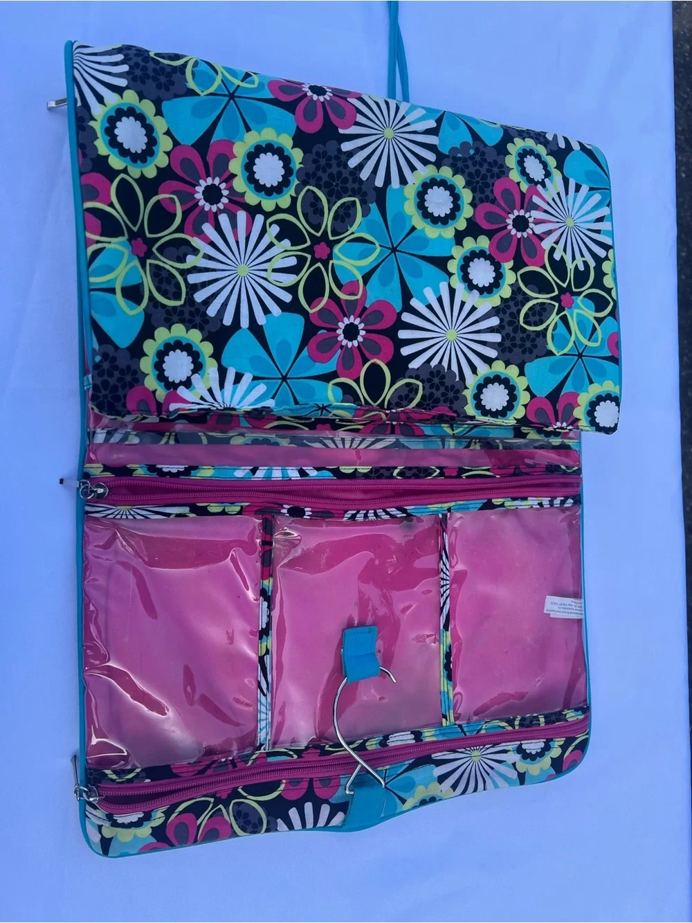 Three Fold Floral Geometric Travel Make up bag